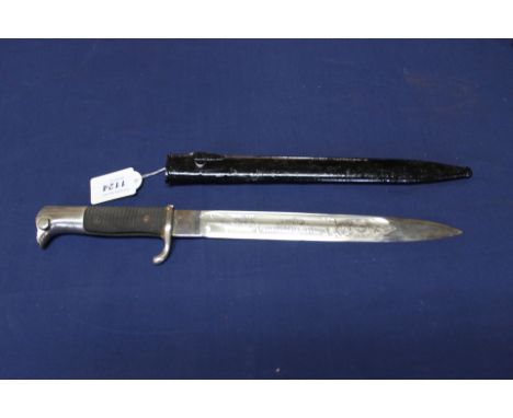 A Third Reich era K98 dress bayonet with scabbard, blade with 'panzer' dedication