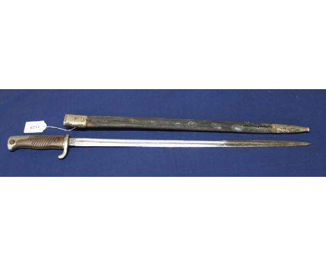 A German model 1898 bayonet with scabbard (2nd patt) with two-piece grips (both as found)