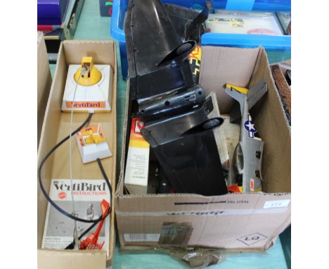 Two engine powered model aircraft and accessories plus a Vertibird helicopter