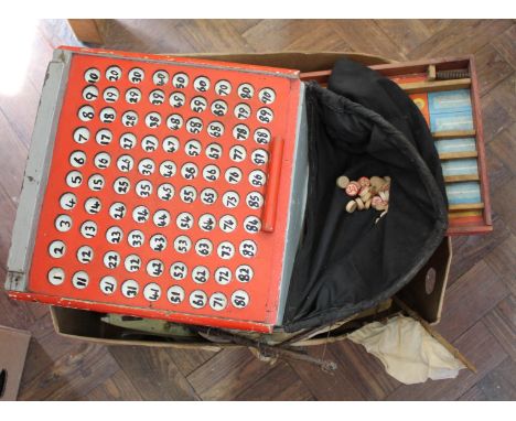 A bagatelle board, bingo box, pond yacht plus other items