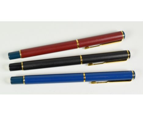 THREE LATE 1980s / EARLY 1990s PARKER 88 FOUNTAIN PENS &amp; BALLPOINT PEN one Place Vendome maroon / blue ballpoint pen, one