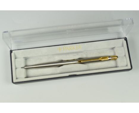 MODERN 1999 STAINLESS STEEL PARKER CLASSIC FLIGHTER BALLPOINT PEN in original box