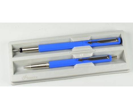 MODERN BLUE PARKER VECTOR FOUNTAIN PEN &amp; BALLPOINT SET in original box