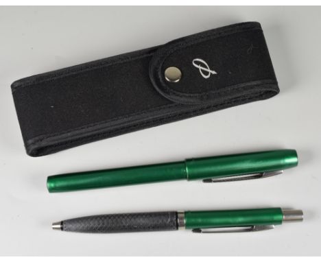 MODERN GREEN PARKER REFLEX FOUNTAIN &amp; BALLPOINT PEN SET in black Parker pouch