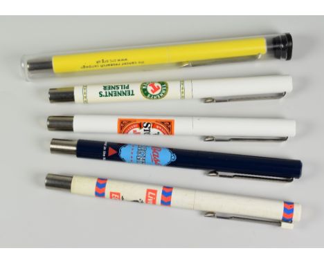 FIVE MODERN PARKER VECTOR ROLLERBALL PENS each with a different design