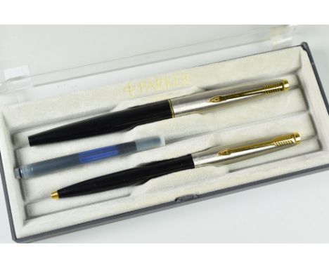 VINTAGE (1990s) PARKER 45 GT FOUNTAIN PEN &amp; BALLPOINT PEN SET in original box