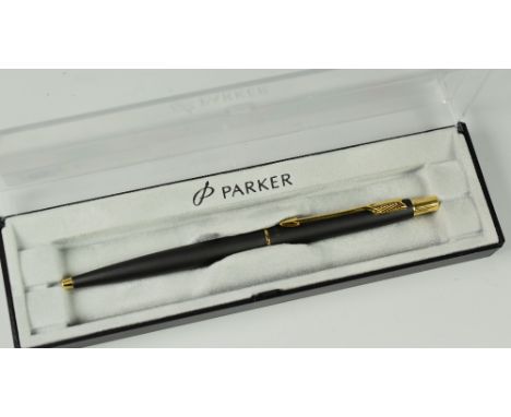 VINTAGE MATT BLACK PARKER CLASSIC BALLPOINT PEN in original box