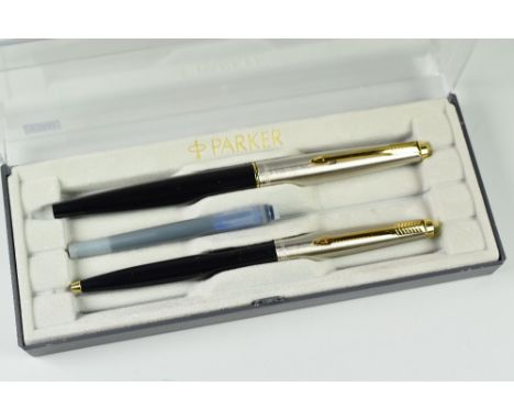 VINTAGE (1990s) PARKER 45 GT FOUNTAIN PEN &amp; BALLPOINT PEN SET in original box