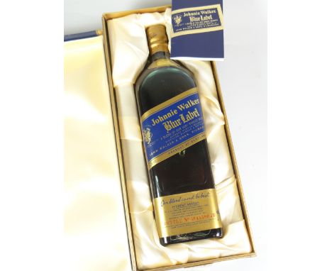 JOHNNIE WALKER BLUE LABEL SCOTCH WHISKY bottle no.AO48590JW. 43% vol, 1litre in original fitted box with booklet &amp; outer 