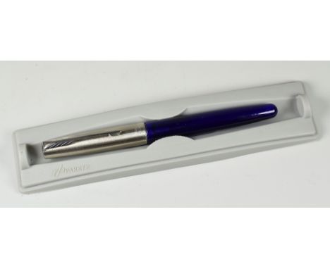 MODERN TRANSLUCENT BLUE PARKER FRONTIER FOUNTAIN PEN with steel nib, in original box