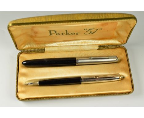 VINTAGE INDIAN BLACK PARKER 51 FOUNTAIN PEN with Vacumatic filling system, Lustraloy cap &amp; chrome plated clip, pencil wit