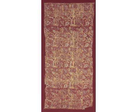 A silk Lampas fragment of a tent panel or wall hanging, West India, late 16th- early 17th century, of rectangular shape, wove