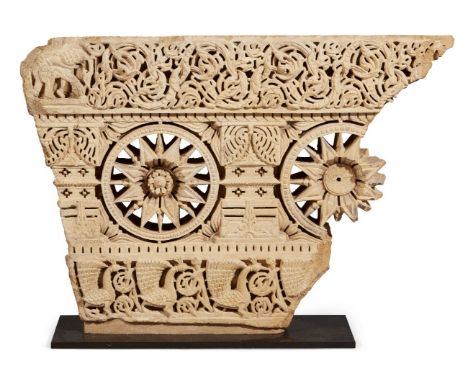 A deeply carved sandstone element from a balcony or a Jharokha window, Rajasthan, Jaisalmer, late 18th-early 19th century, th