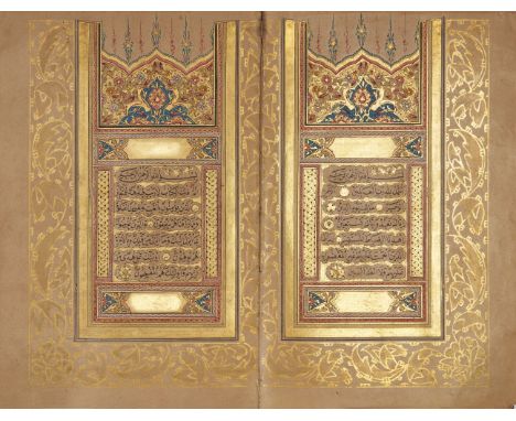 An Ottoman Qur'an, Turkey, copied by Husein al-Rajai, student of (...) Ibrahim al-Sari and (...) Husein al-Wasfi, dated 1286A