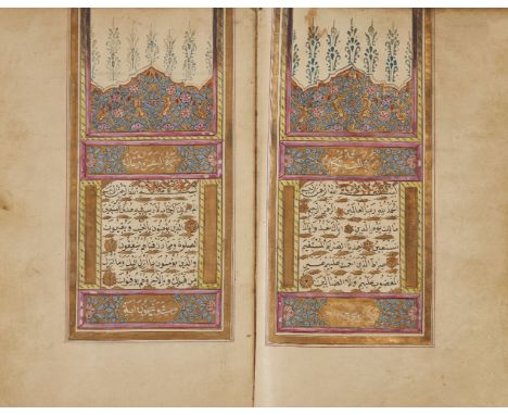 An Ottoman Qur'an, Turkey, 19th century, Arabic manuscript on paper, 302ff., with 15 lines of neat black naskh per page, gold