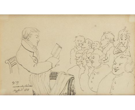 Emily Rebecca Prinsep (1798-1860), William Prinsep and his teachers, 1815, pen, ink and pencil, signed and dated "W.P. unusua