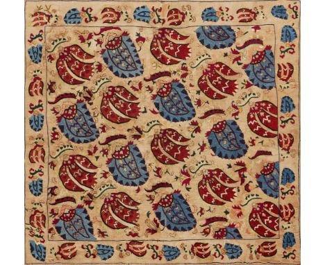 Property from the Private Collection of Neville Kingston (1955-2019) Lots 96-101An Ottoman silk embroidered linen textile pan