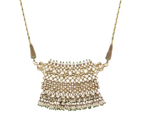 Property of a Lady A table-cut diamond-set enamelled gold necklace, North India, Rajasthan, 19th-early 20th century, comprisi