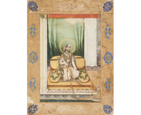 A seated portrait of a Maharaja, signed Nanak, probably Alwar, North India, late 19th century, gouache on paper heightened wi