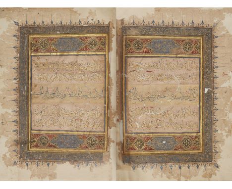 A misbound illuminated section from a Sultanate Qur’an with verses from juz 7 and 24, India, 16th century, Arabic manuscript 