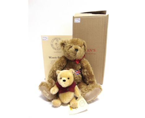 TWO COLLECTOR'S TEDDY BEARS  comprising a Steiff Winnie the Pooh, blonde, limited edition No.3739, 18cm high, boxed; and a De