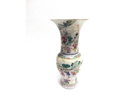 A LARGE CHINESE PORCELAIN VASE OF BALUSTER FORM  with flared rim, enamelled decoration of children engaged in dragon and lion