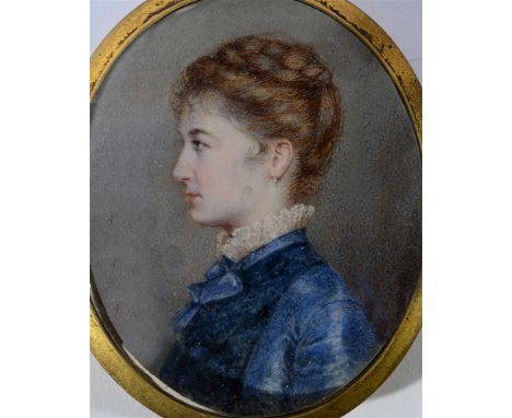 BRITISH SCHOOL (LATE 19TH / EARLY 20TH CENTURY)  Portrait Miniature of a Lady with Plaited Brown Hair,  oil on ivory, signed 