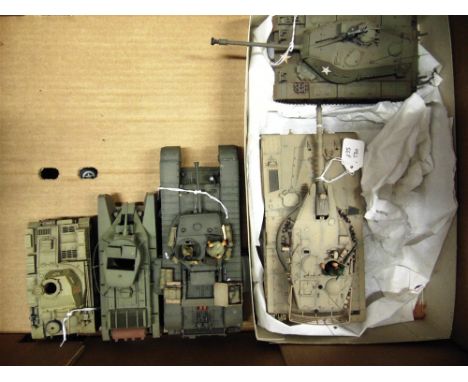 TWENTY-ONE 1/32 SCALE KIT-BUILT PLASTIC MODEL TANKS  of Second World War and later interest, Allied and Axis, including a Tig