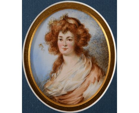 FRENCH SCHOOL (LATE 19TH / 20TH CENTURY)  Portrait Miniature of a Red-Haired Lady,  watercolour and bodycolour on ivory, unsi