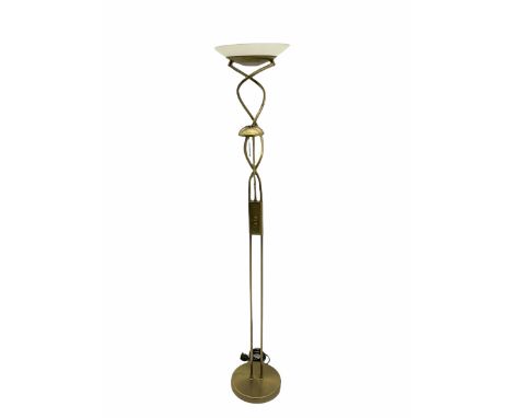 Bronzed satin metal up-lighter with adjustable reading lampDimensions: Height:&nbsp;189cm&nbsp; Length/Width:&nbsp;33cm&nbsp;