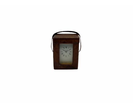 A late 19th century French timepiece Carriage clock complete with original traveling case, eight-day jewelled lever movement 