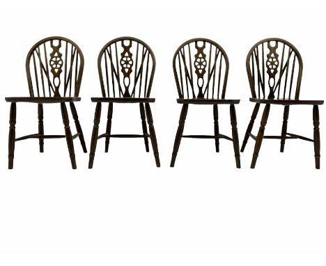 Set four beech hoop and stick back chairs