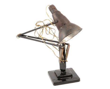 Black enamelled Anglepoise lamp, by Herbert Terry, shade split, and another later anglepoise, white enamel, both requiring re