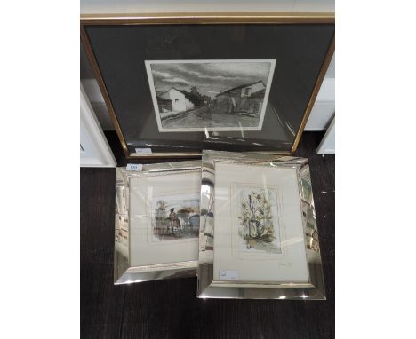 Two watercolours, Jono Brum, Spanish field workers, signed and attrib8ted verso and dated 1990, 4in x 6in and still life, sig