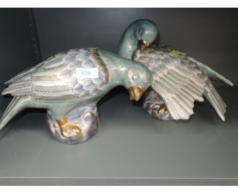 A pair of ceramic love dove figures 