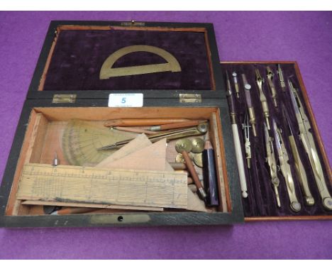A mahogany cased and brass cast geometry set 