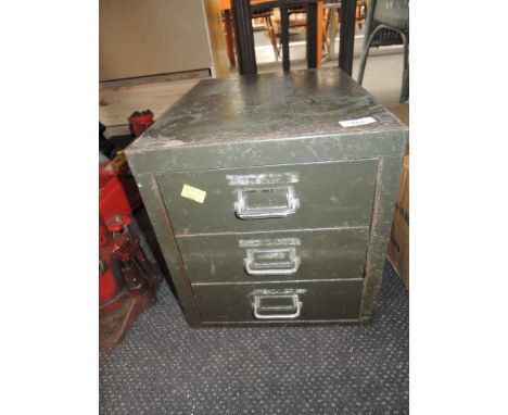 A vintage 3 drawer desk or bench top cabinet