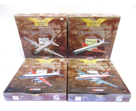 FOUR 1/144 SCALE CORGI AVIATION ARCHIVE DIECAST MODELS  comprising a No.48501, D.H. Comet 4B 'British European Airways'; No.4