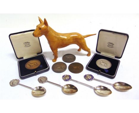 [CANINE INTEREST]. A BULL TERRIER CLUB COLLECTION  comprising four silver and enamel tea spoons (total weight approximately 6