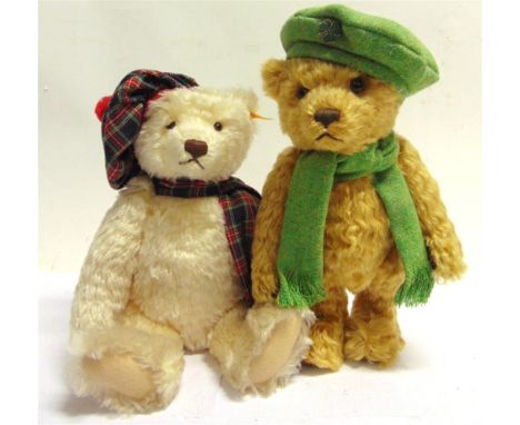 TWO STEIFF COLLECTOR'S TEDDY BEARS  comprising 'Hamish' (EAN 654459), Danbury Mint exclusive, ecru, serial no.7395, with cert