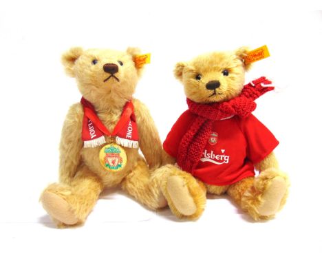 TWO STEIFF COLLECTOR'S TEDDY BEARS  comprising 'The Liverpool FC Steiff Bear' (EAN 004230), Danbury Mint exclusive, gold, ser