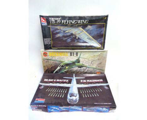 SEVEN ASSORTED 1/72 SCALE UNMADE PLASTIC AIRCRAFT KITS  including a Monogram B-36 Peacemaker; Testors B-2 Stealth Bomber; and