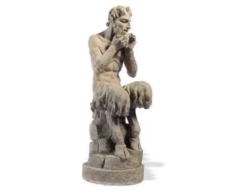 Sculpture: An extremely rare terracotta figure of Pan by the Compton Pottery    early 20th century  72cm.; 28ins high    The 