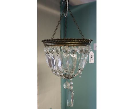 Glass lustre and gilt metal chandelier style light fitting.(B.P. 21% + VAT) 