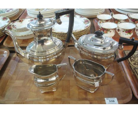 Four piece Sheffield silver plate tea service with ebonised handles and finial. (B.P. 21% + VAT) 