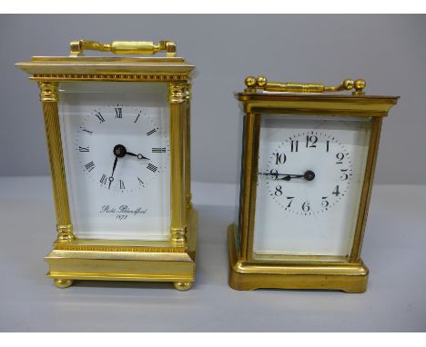 One vintage and one modern carriage clock 