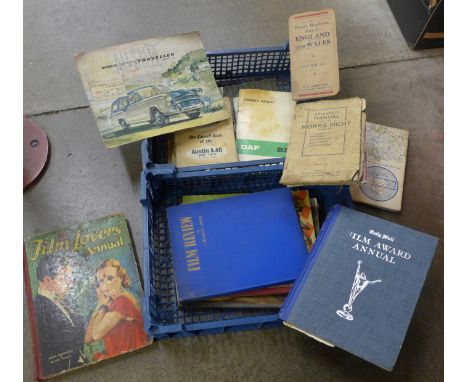 Five film annuals, a collection of vintage road maps and an original Morris Oxford poster 