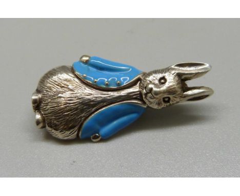 A Peter Rabbit silver and enamel brooch 