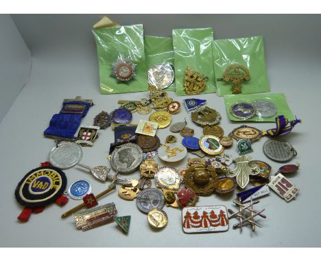 Assorted enamel and other badges, medals, etc. 