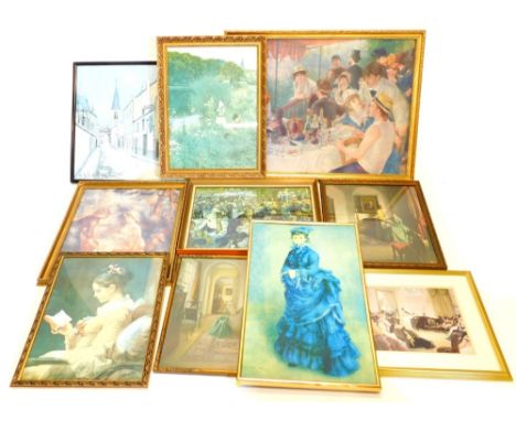 After Renoir. Figures print, 67cm x 90cm, other Old Masters, sampler print, other Renoir, etc. (a quantity)